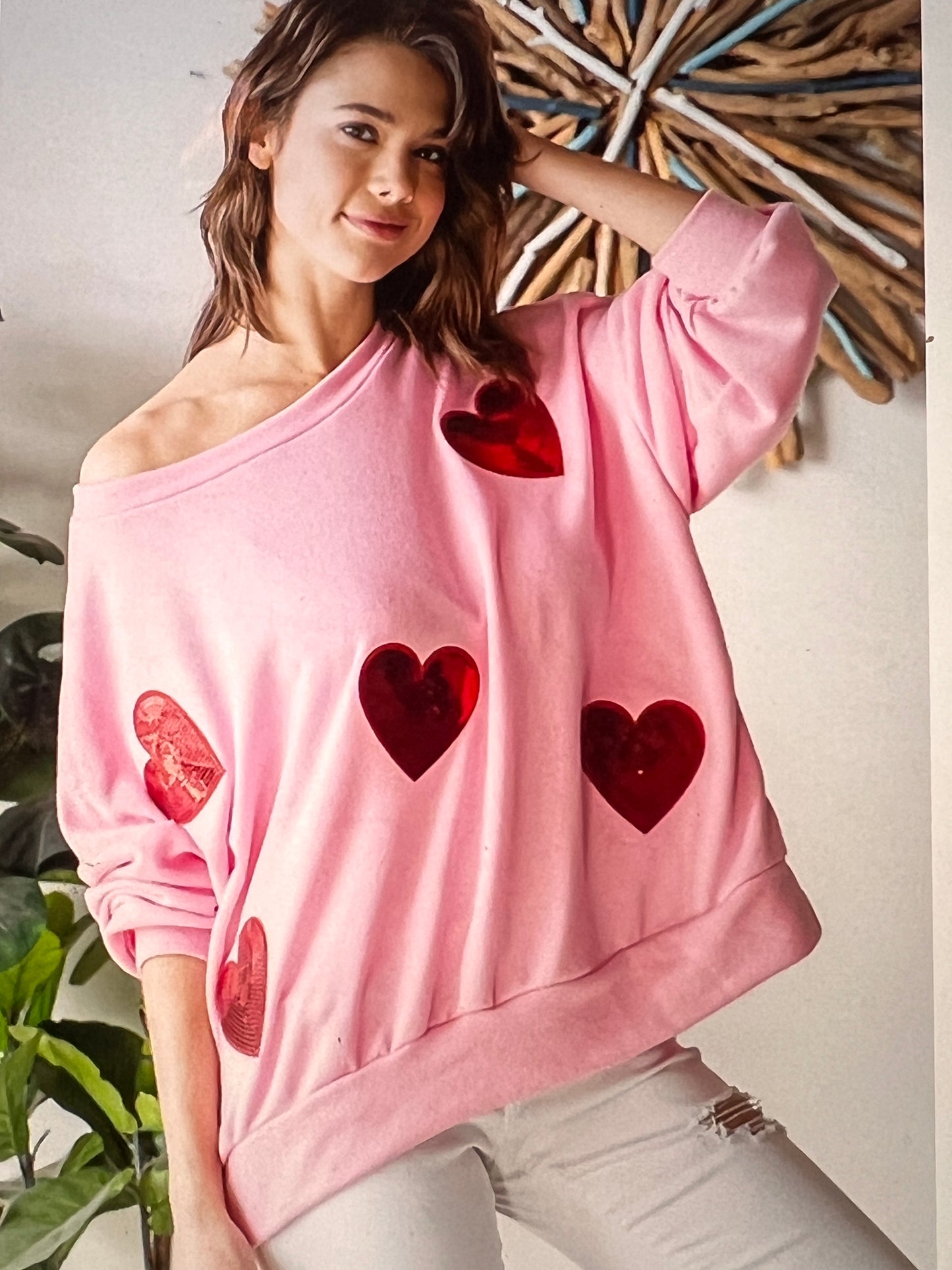 Pink Sequin Hearts Top