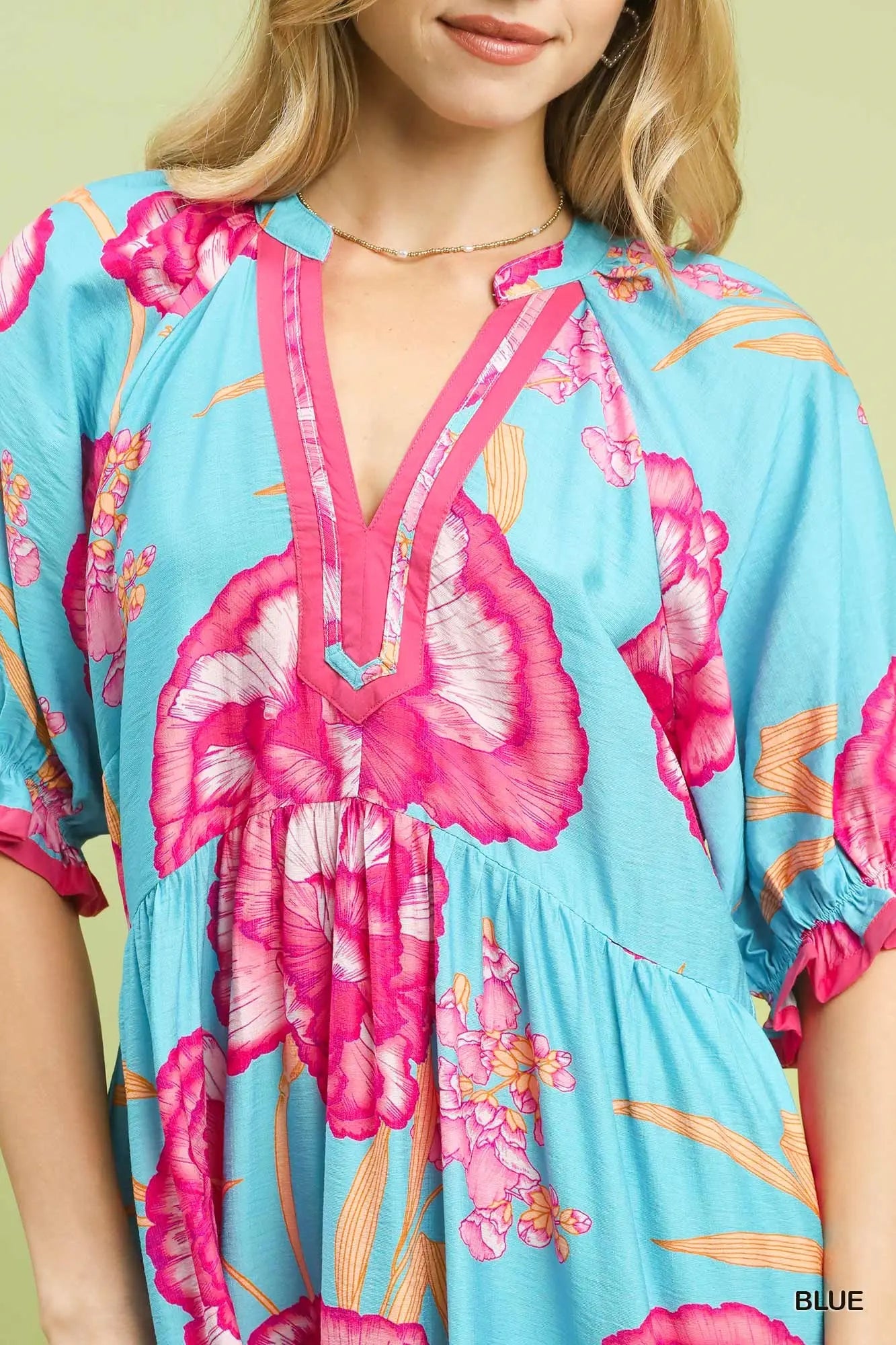 Umgee Floral Print Mini Dress