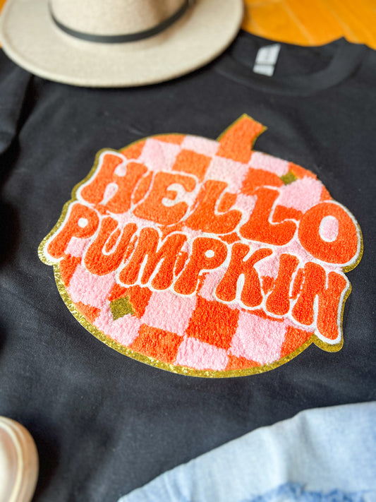 Hello Pumpkin Chenille Patch Sweatshirt