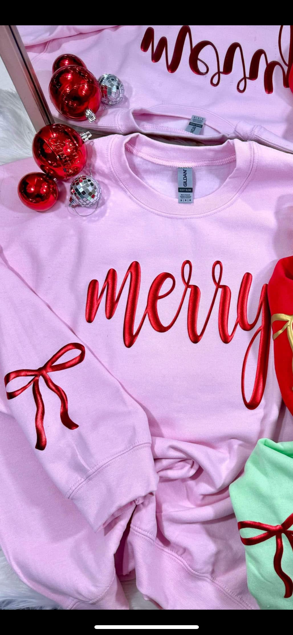 Red Metallic Bow Sweatshirt