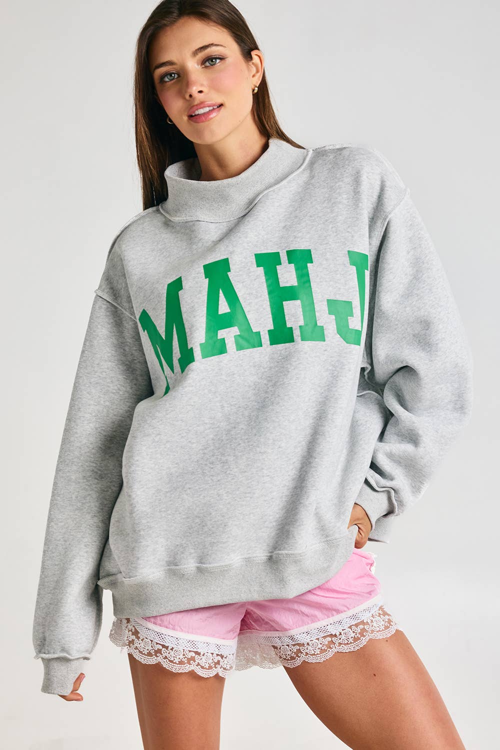 MAHJONG | Reversible "MAHJ"&"BAM" MockNeck Sweatshirt