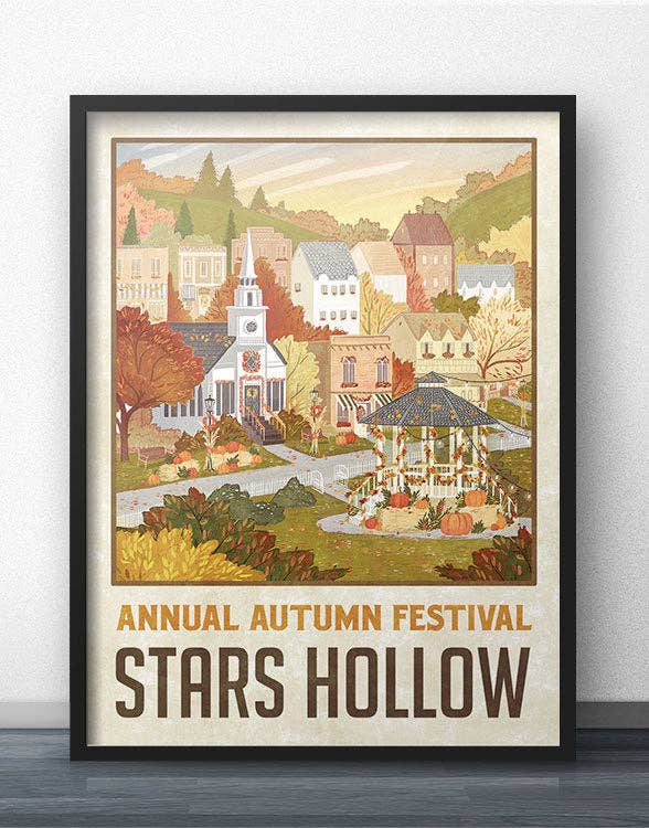 Stars Hollow "Autumn Festival" Travel Poster (for Gilmore Girls fans): 11 x 17" inches