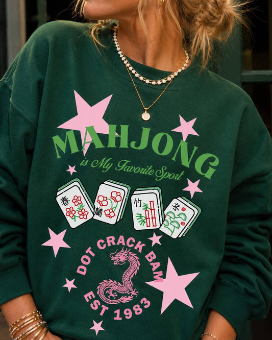 Mahjong is my Favorite Sport Green Sweatshirt