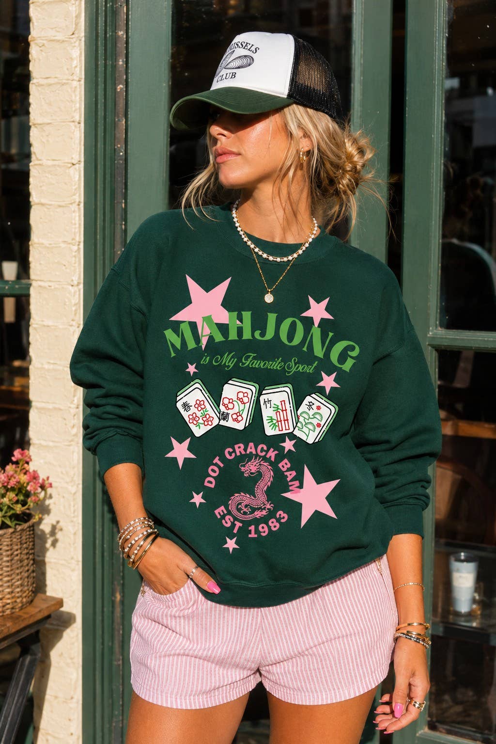 Mahjong is my Favorite Sport Green Sweatshirt
