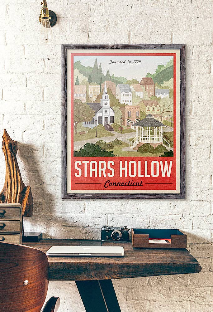 Stars Hollow Vintage Travel Poster - Red  (for Gilmore Girls fans): 11 x 17" inches