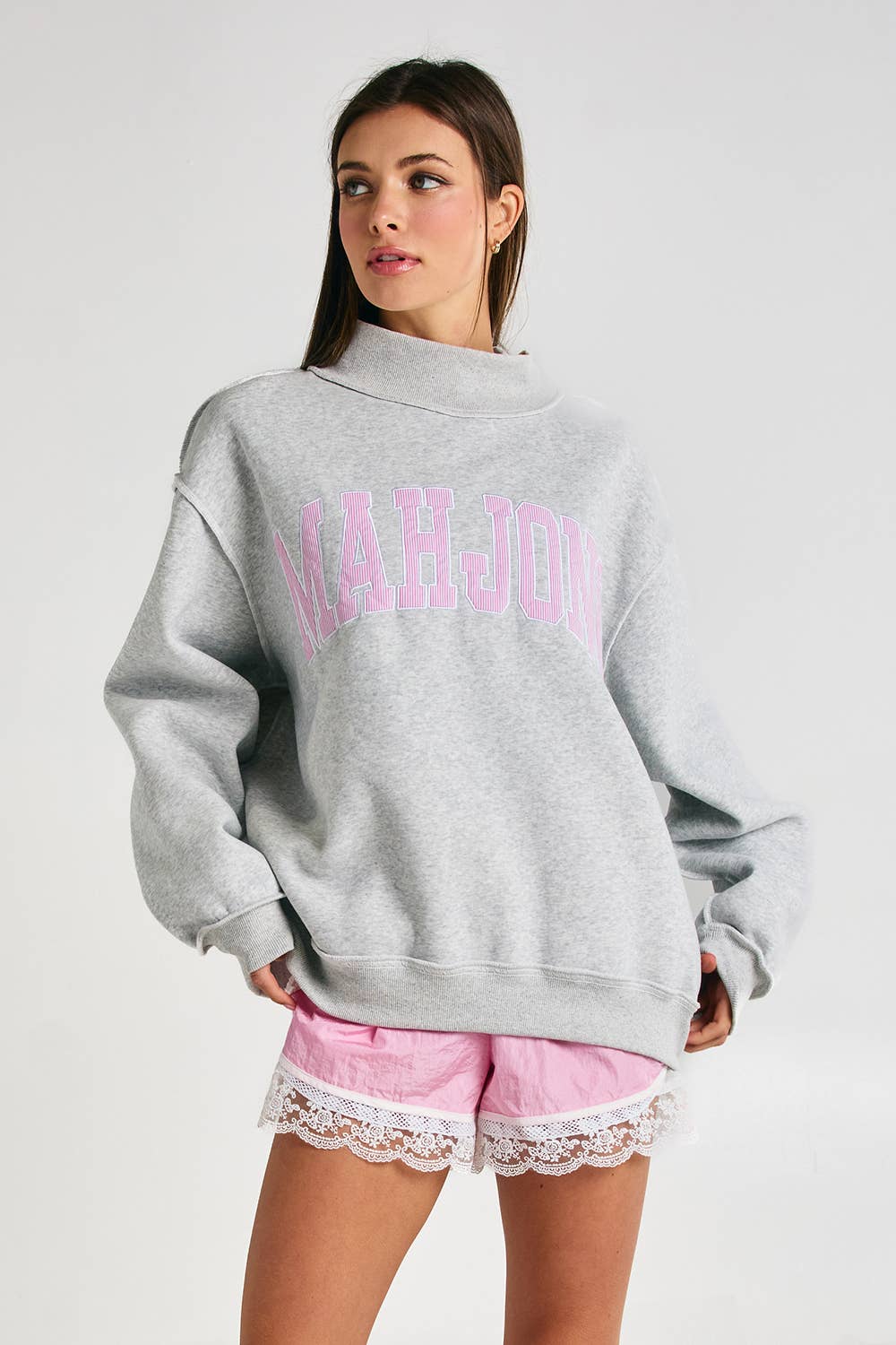 MAHJONG | Mahjong Embroidery Mock Neck