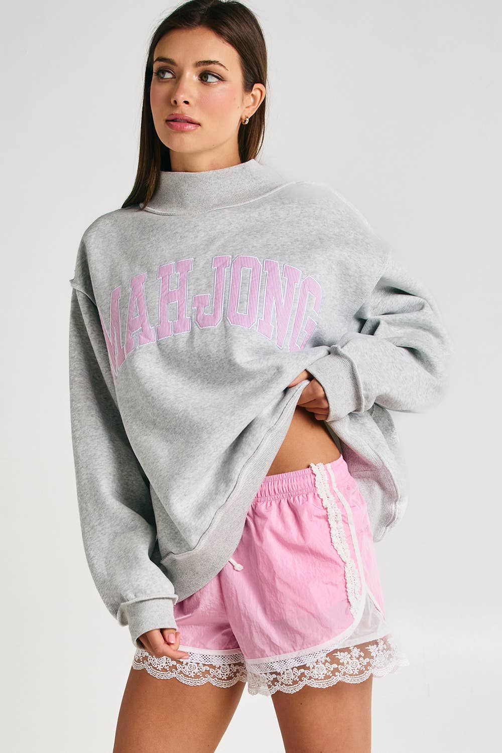 MAHJONG | Mahjong Embroidery Mock Neck