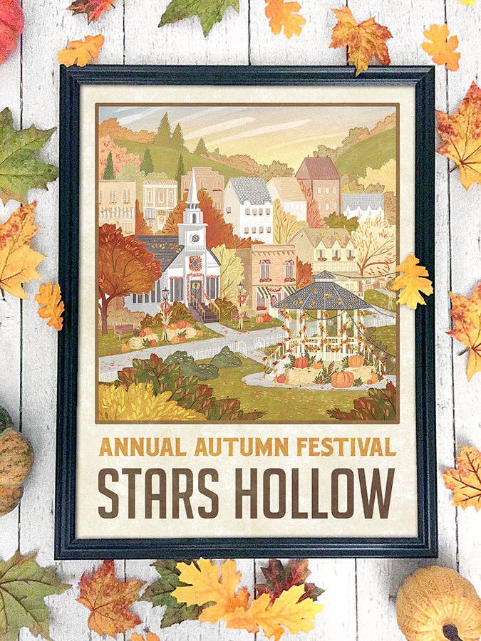 Stars Hollow "Autumn Festival" Travel Poster (for Gilmore Girls fans): 11 x 17" inches