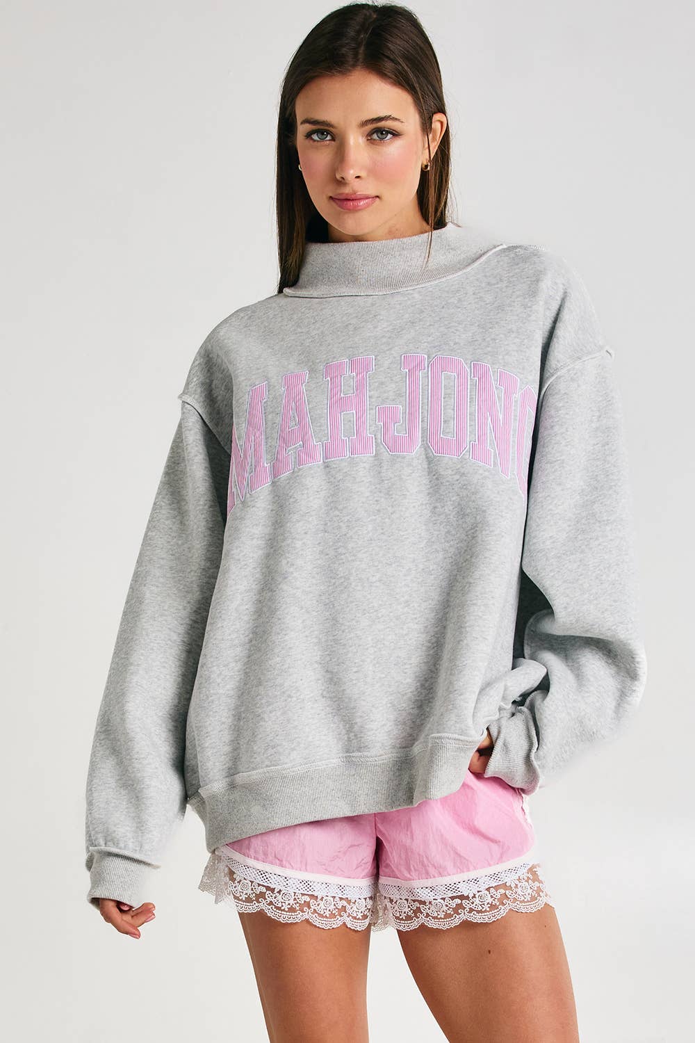 MAHJONG | Mahjong Embroidery Mock Neck